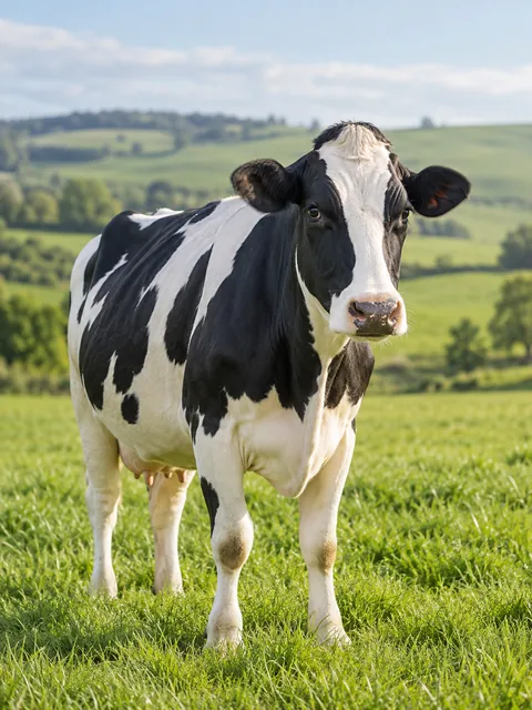 Healthy cow in a pasture