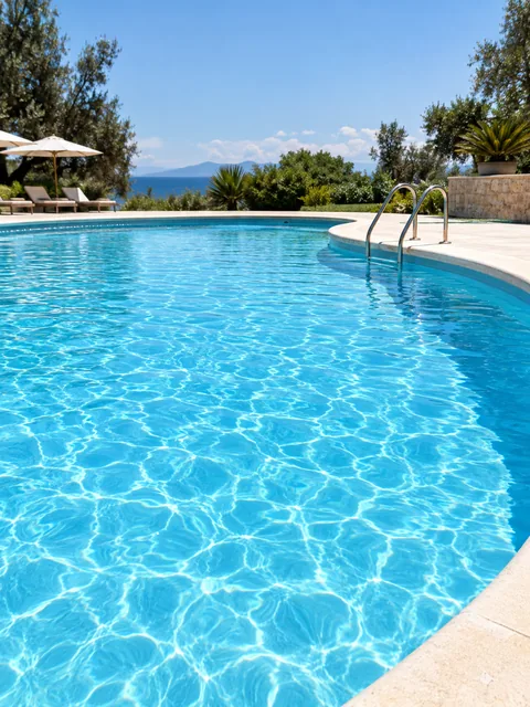 Outdoor swimming pool on a sunny day